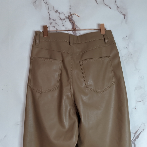 🖤  Ci Sono Faux Leather Pant High Rise Straight Brown Neutral - Picture 3 of 11